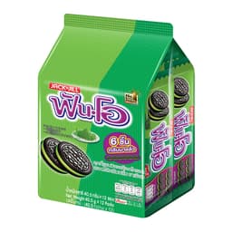 FUN-O Chocolate Flavored Sandwich Cookies Filled with Green Tea Flavored Cream 27 g.