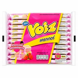 Voiz Crackers Stuffed Cream Strawberry Flavor Size 24 g